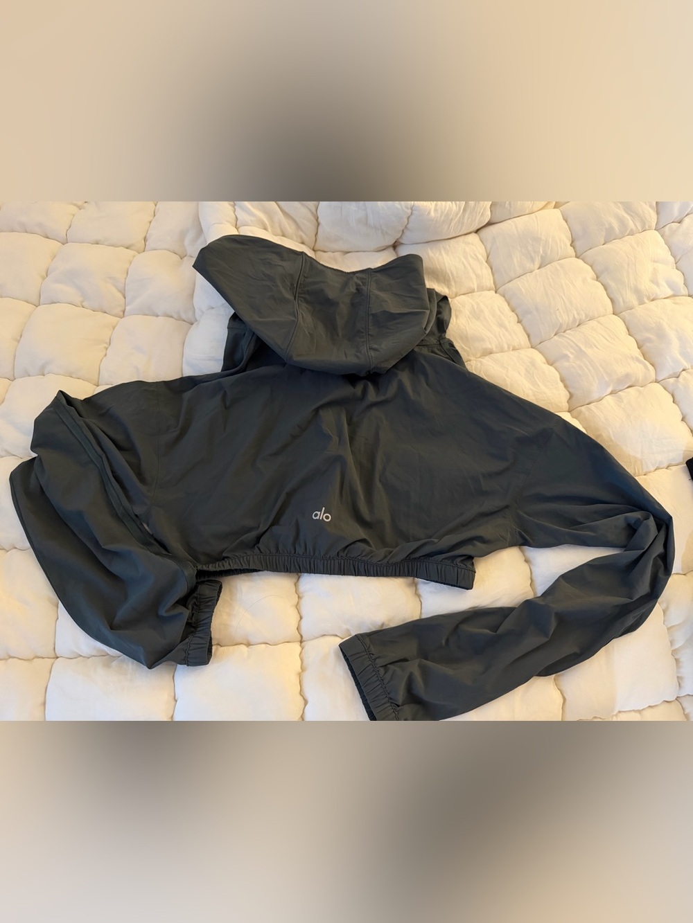 Alo Yoga dark green cropped zip up windbreaker